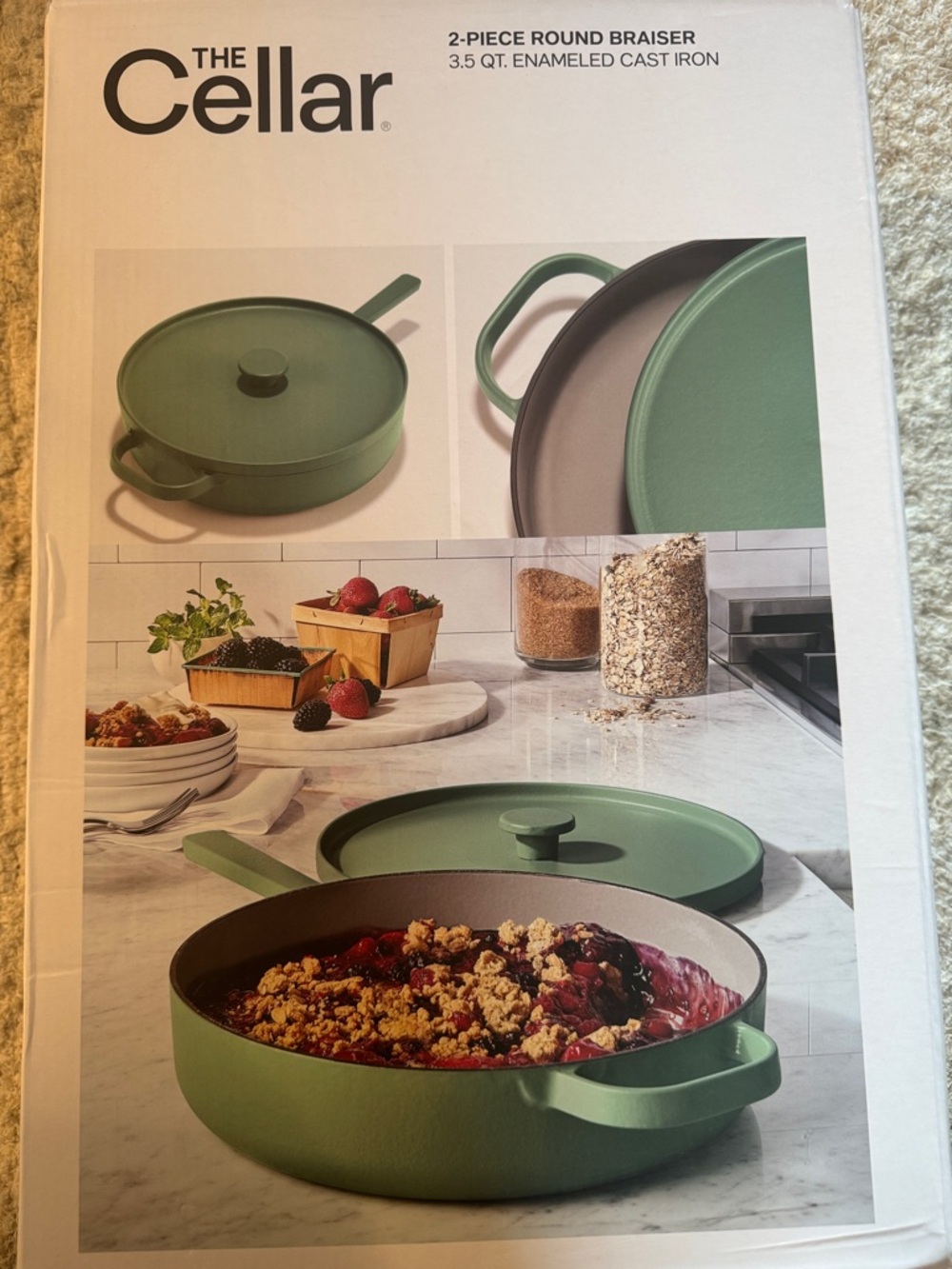 The Cellar Green Enameled Cast Iron 2-Piece Round Braiser - 3.5 QT